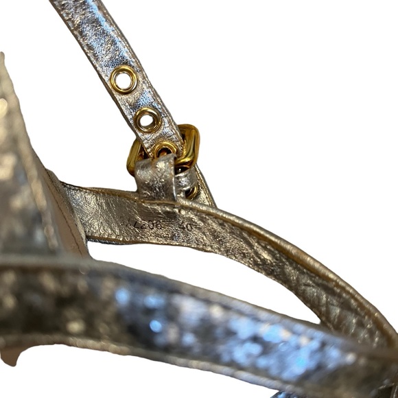 Prada Silver Glitter Cork Wedge Sandal, Sz 40 - Picture 9 of 16